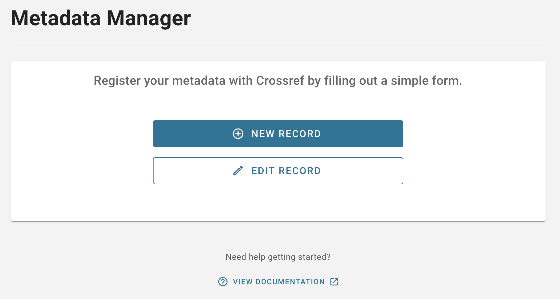 Start a new record submission page